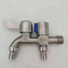 1 pieza Grifo de acero inoxidable de doble uso, para lavadora y entrada de agua al aire libre, duradero y fácil de instalar