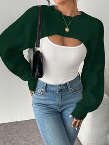 Asymmetric Hem Solid Color Ribbed Knit Pullover Sweater
