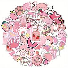 50 New Cartoon Pink Girl Graffiti Stickers: Waterproof, Self-Adhesive Vinyl For Laptops, Guitars, Skateboards, Water Cups, And Computer Desktops - 50件 - 查看 1