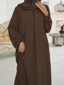 1 Set New Classic Versatile Muslim Abaya Shawl, Suitable For Any Occasion, Available In Multiple Colors, Hijab Included - Multicolor - View 5