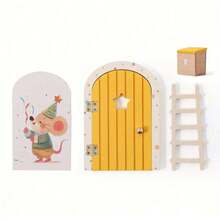 1 Sets Wooden Cartoon Fairy Tale Door, Mini Ladder Decoration Fairy Tale Door Ornaments, Colorful Heart-Shaped Fairy Tale Door Home Decoration Ornaments, Commemorative Photo Props, Christmas, And Birthday Gifts Christmas Decorations Room Decor