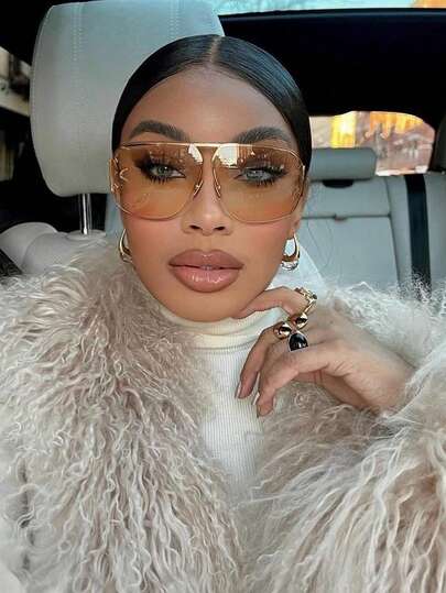 1 Pair Semi-Rimless Metal Fashion Glasses, High-End Personalized Casual Versatile Women's Fashion Glasses, Suitable For Daily Wear, Street Photography, Vacation Travel, Gifts For Girlfriend On Holidays/Birthdays