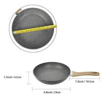 ABKOK 1pc/2pcs/3pcs Cookware Set, Thick Bottom Non-Stick Coating, Wooden Handle, Easy To Clean, Suitable For Various Stoves And Kitchen Cooking, Note The Size, Choose Set Or Single Pan