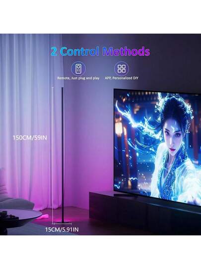 Slimme LED Multi RGB IC Vloer Coner Lamp Music Sync, Moderne 16 Million Changing St ing Mood Verlichting APP Remote Control, DIY Modes Timer Bedroom Gaming Room Living view 6