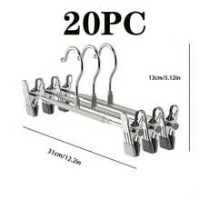 50 pezzi Grucce per pantaloni in acciaio inossidabile con fermagli regolabili, inodore e facili da usare, rastrelliera in metallo per asciugatura, gruccia per pantaloni rivestita in plastica, portapantaloni invisibile per uso domestico con fermaglio per biancheria intima, gruccia per pantaloni, abiti, sciarpe e gancio antiscivolo resistente, adatto per bagno, camera da letto, armadio, dormitorio