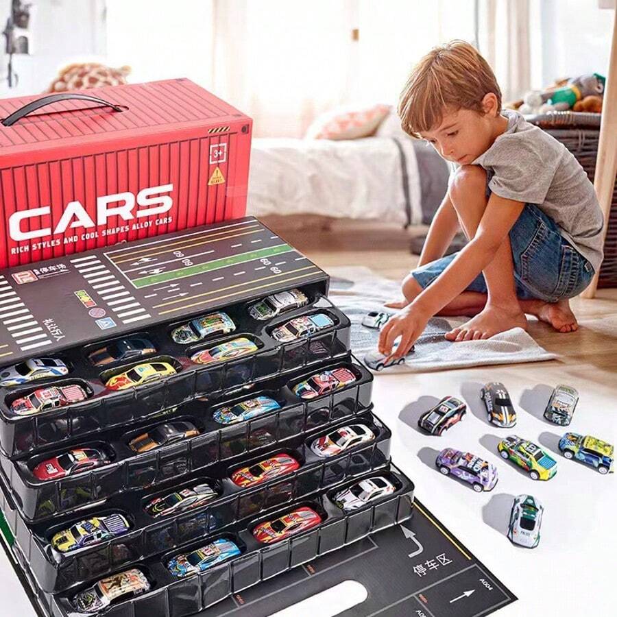 48pcs Mini Rebound Car Container Children's Gift Box Set Wholesale, Toy Cars For Boys