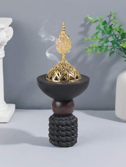 1 peça/1 conjunto de queimador de incenso de resina com design criativo de corda de cânhamo, queimador Bakhoor estilo árabe do Oriente Médio. Adequado para Ação de Graças/Natal/Halloween, decoração de mesa, decoração de casa, decoração de feriados e outras ocasiões.