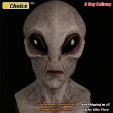 Alien Mask, Made Of High-Quality Latex, And Odorless, Comfortable And Durable, Suitable For Halloween, Themed Parties, Theatrical Performances, Role-Playing, Horror Makeup And Dance Party Masks, A Must-Have For Halloween - Multicolor - View 3