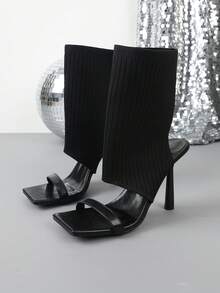 Women's Elegant Strap High Heel Sandals, Suitable For Commuting - Black - View 17