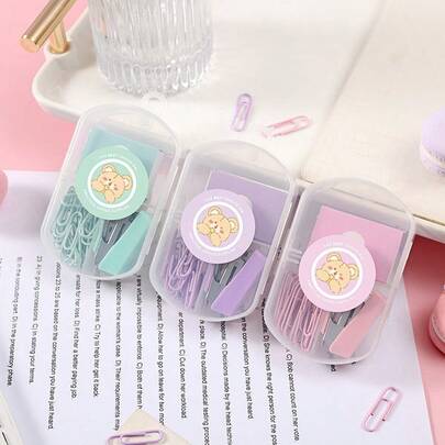Macaron Color Mini Stapler Student Stationery Set, Cute Stapler Compact Small Stapler