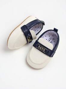 婴幼儿男孩女孩PU皮革硬底学步鞋幼儿橡胶底学步鞋婴儿卡通拖鞋婴儿床便帽鞋 - 藍色 - 查看 4