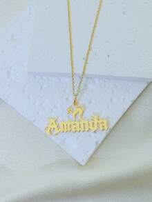 1pc S925 Sterling Silver Custom Gothic Name Necklace With Halloween Motifs - Personalized Jewelry For Friends, Goth Enthusiasts & Self - Perfect For Halloween Parties, Daily Edgy Looks & Festive Gifting Occasions