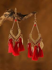 2 piezas Pendientes con borlas de diseño único, pendientes bohemios vintage