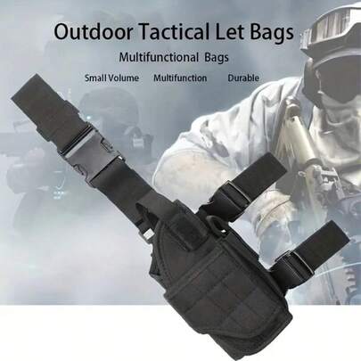 Adjustable Right-Handed Tactical Thigh Holster - Durable 600D Nylon, Quick-Draw With Magazine Pouch, Classic Black Camo Leg Cover For CS Field Use,