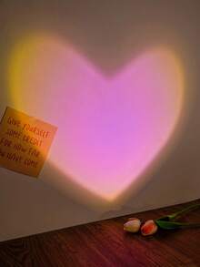 1PC Small Atmosphere USB Wall Charger, Pink Heart & Red Heart & 16-Color Sunset LED Bedroom Decor Projection Lamp,Sunset Dusk Light, USB Port Room Decoration Holiday Gifts