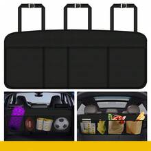 1pc Car Rear Seat Back Organizer ,Auto Trunk Net Mesh Cargo Storage Bag ,Pocket Cover Stowing Tidying, Interior Camping AccessoriesStorage Bag Beach Bag Beach Essentials Beach Towel Organizer Beach Accessories Beach Stuff Holiday Bag Holiday Essentials For Summer For Vacation