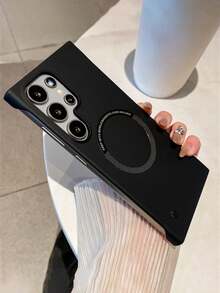 奢华超薄无边框磁吸手机壳，兼容三星S26 Ultra、S25 Ultra、S24 Ultra、S23、S22 Ultra、S25 Edge、S25，硬质PC磨砂手机壳 - 黑色 - 查看 3