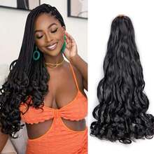 高温法式卷发辫 16/20/24 英寸松散波浪钩针编织发片 1/4/6 件预拉伸弹力编织发片 75 克/包 女士合成钩针编织发片 盒状辫子 渐变金色 绿色 蓝色