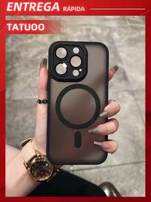 1 Piece Matte Magnetic Skin Touch Phone Case With Lens Film Protection Compatible With IPhone 15pro Max/14/13/12/11 - Black - View 3