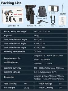 AXNEN 3-Axis Smartphone Gimbal Stabilizer With Extendable Pole, Foldable And Portable, Suitable For Android Smartphones, For Vlogging And Live Streaming - Multicolor - View 15