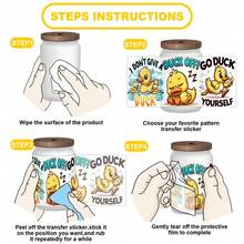 5 Sheets Duck Off UV DTF Stickers Suitable For 16 Oz Glass Cups Decoration Mug Decoration Gift Waterproof Rub On Transfers DIY Water Bottle Glass - 樣式1-5表 - 查看 9