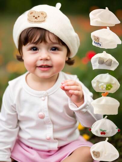 1 件婴儿贝雷帽画家帽适合 1-3 岁婴儿时尚发饰幼儿女孩秋季服装，适合居家和外出，婴儿礼物