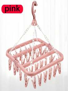 1pc Rotating 32-Clip Plastic Drying Rack, Multifunctional Clothes Hanger, Space-Saving Folding Hanger For Socks, Underwear And Small Garments, Suitable For Bedroom, Clothing Store, Birthday, Party, Thanksgiving, Friend, Christmas, New Year Gift