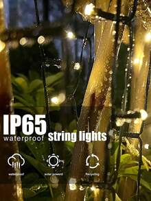 1pc 20/50/100 LED 5/7/12 M 8 Modes Waterproof Solar Fairy Garland Lights, Warm White LED String Light For Holiday Party Yard Decoration Fall Decor House Decor Outdoor Decor
