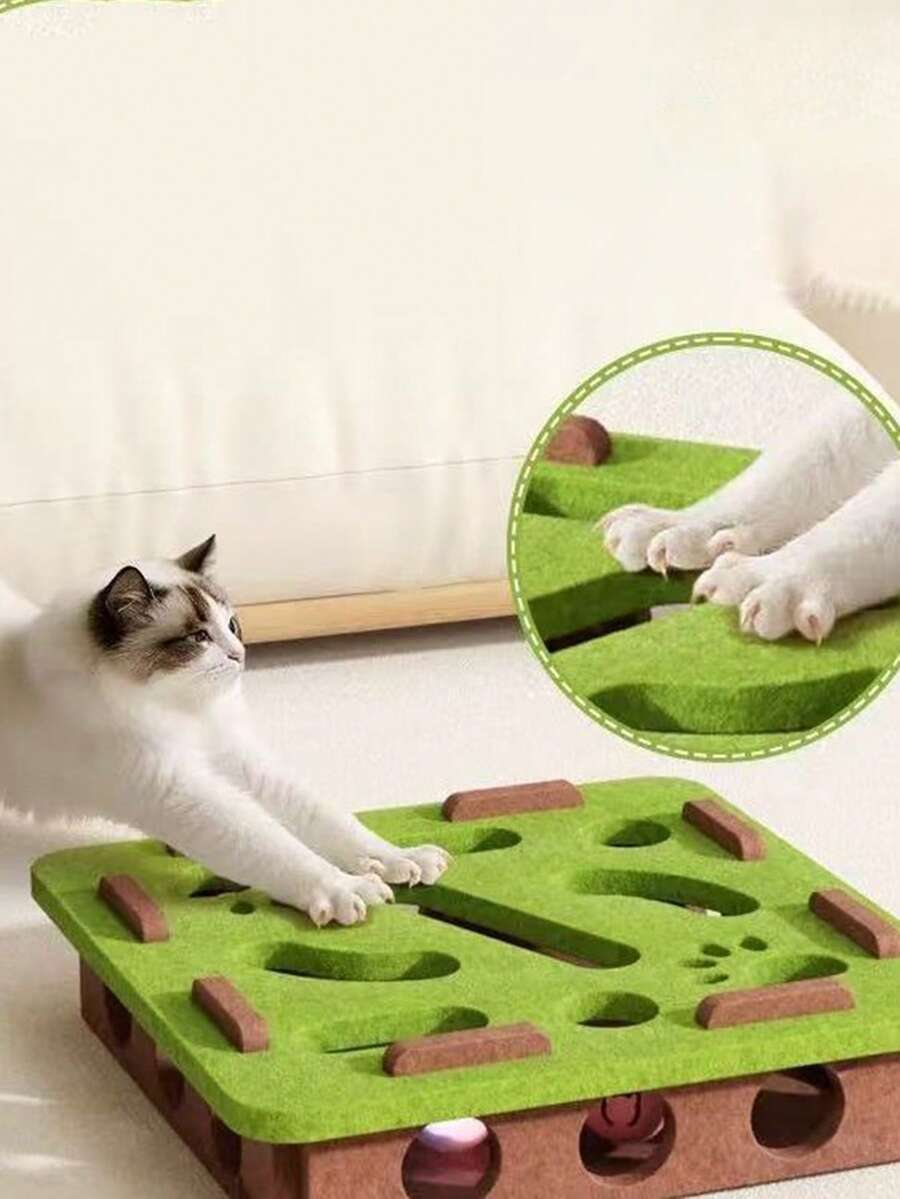1pc Cat Toys, Self-Entertaining And Stress-Relieving Gadgets, Little Cat Pets, Cat Puzzle Mazes, Hole-Digging Felt Boxes, Cat Teasing Bell Balls. Suitable For Pet Play And Interaction, Helps Burn Energy, Distracts Attention, Can Be Used For Training Cats' Responsiveness, And Enhances The Bond Between Pets And Owners.Note: The Bell Color And Style Are Random. - Multicolor - View 1