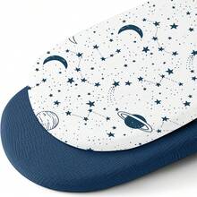 2 Packungen Baby Musselin Stubenwagen Laken, atmungsaktiv, elastisch, kuschelig, passgenau Baumwoll-Stubenwagen Matratzen Laken für Baby Jungen und -mädchen, passend für ovale und rechteckige Wiegen, 33"x17"