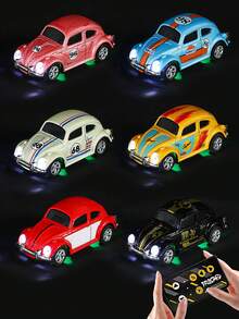 1pc Vintage Beetle Alloy Remote Control Car, Small RC Car With Adjustable Speed Gears, Smartphone Remote Control, LED Lights, 2.4GHz Retro RC Toy Car, 1:64 Mini Diecast Model, Portable, Suitable For Kids 6+ Years Old, Ideal Gift Toy