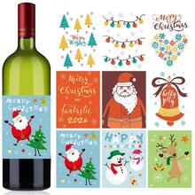 8/18pcs Festive Christmas Wine Bottle Labels - Merry Christmas! - Holiday Decoration Stickers, No Electricity Needed, Featherless Paper Material For Event & Family Party Decor, Christmas Table Decorations, Perfect For Holiday Parties