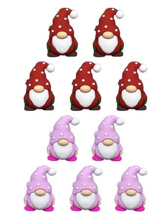 Perline in silicone a forma di Babbo Natale e elfo a forma di cuore 3D - Perline artigianali a tema natalizio e a forma di cuore per gioielli, portachiavi, accessori e decorazioni natalizie