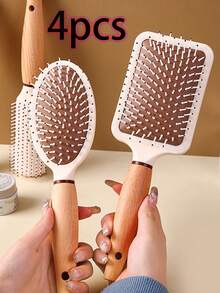 1/4 Set: Square Air Cushion Comb + Round Air Cushion Comb + Curling Comb - 1 Piece Comb, Styling Comb, Haircut Comb, Curling Comb, Air Cushion Comb, Pointed Tail Comb, Massage Comb, Bone Comb, Detangling Tool, Massage Tool, Hair Dye Comb, Head Massage Comb, Easily Detangle Knots, Plastic Detangling Tool, Blow Dry And Straighten, Oval Air Cushion Comb - Multicolor - View 9