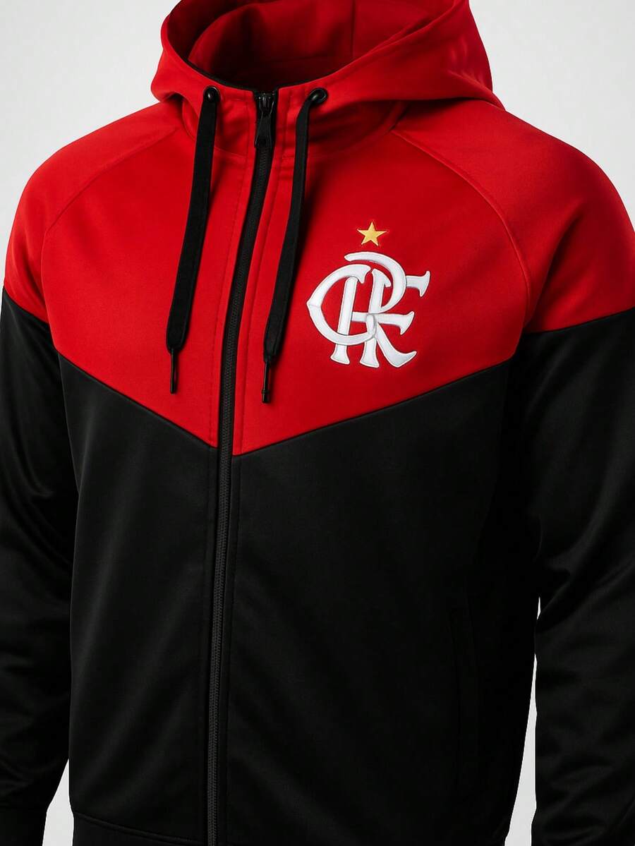 Flamengo Retro Windbreak Men's Windbreaker Jacket Kit + Cap - Đỏ và Đen - Xem 1