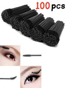 200pcs Black Delicate Eyelash Brush, Eyebrow Brush, Makeup Brush Set, Suitable For Eyelash Extension Grooming, Eyebrow Grooming, Eyeshadow Brush, Spiral Brush, Eyelash Brush - Multicolor - View 14