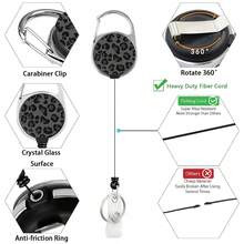 1 Stück (Abzeichenclip + Schlüsselband + Kartenhalter) stilvoller minimalistischer Lehrer-Ausweishalter mit drehbarem Clip, vielseitiges Design für Ärzte, Studenten, Büromitarbeiter, unisex, ideal als Geschenk zum Lehrertag (Schwarzes Leopardenmuster)