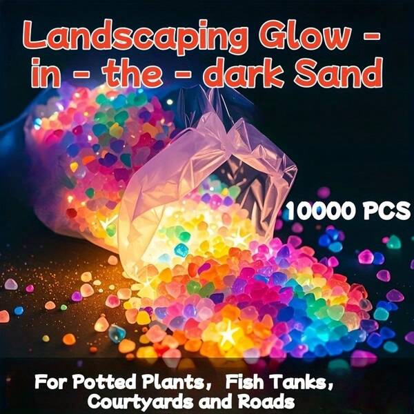 [10.000 Peças de Pedras Luminosas para Decoração] 1.000/5.000/10.000 peças de pedras luminosas são ideais para paisagismo, como pedras que brilham no escuro em jardins, quintais, pátios, gramados, calçadas, caminhos, além de serem perfeitas para decorar aquários e vasos de flores, festas e eventos.