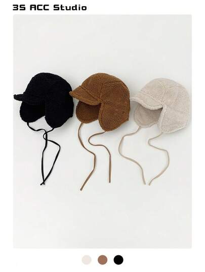 1 件仿羊毛耳罩防风保暖捕猎帽，适合户外、滑雪、秋冬