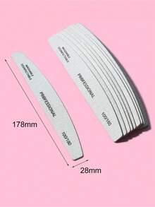 5Pcs Half Moon 100/180 Grit Wood Nail Files Double Sided Emery Board Washable Emery Boards Reusable Nail Buffers Manicure Tools For Natural Nails Home And Salon Use Nail Sanding Block File