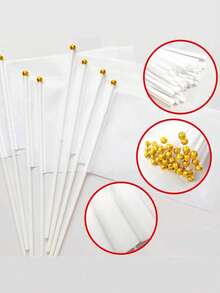 Aangepaste Hand-Waved Flag Set, 14x21cm Hand-Held Flag Of Any Pattern Or Color, 100D Polyester Digital Printed Hand-Waved Flag, With 30cm White Pole, Suitable For Parades, Celebrations And Outdoor Activities,Perfect For Christmas