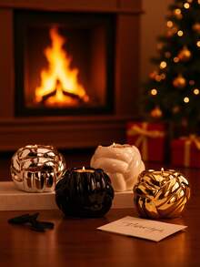 1 pieza Candelabro de cerámica navideño, portavelas, adecuado para regalos, fiestas, vacaciones, decoración del hogar, hotel, restaurante, decoración del hogar, decoraciones navideñas, decoración de habitaciones de invierno