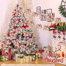 12pcs Vintage Christmas Ribbon Bows - Large Hanging Ornaments, Suitable For Trees, Gifts And Parties - Perfect Choice For Holiday Celebrations - Multicolor - View 1
