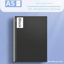 1pc A5/B5 Muted Color PP Cover Spiral Notebook (80 Sheets/Book), Suitable For Students, Business, Office, Exams - Lined Notebook, Memo Pad, Diary, Sketchbook, Workbook, Note-Taking