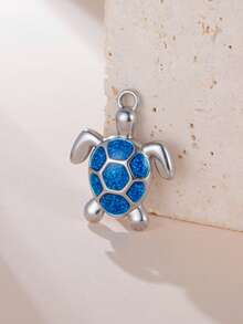 1 pieza Colgante de tortuga de acero inoxidable 3D, un encanto lindo y de moda adecuado para collar, llavero, accesorio para el cabello, pulsera DIY