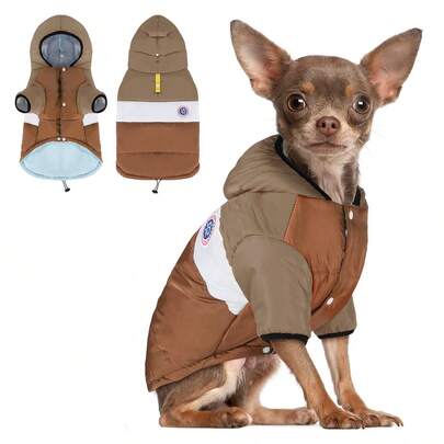 Chaqueta con capucha de 2 patas para perros, ropa cómoda para mascotas para clima frío, atuendo lindo para perros, abrigo de invierno con capucha de moda para perros pequeños