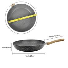 ABKOK 1pc/2pcs/3pcs Cookware Set, Thick Bottom Non-Stick Coating, Wooden Handle, Easy To Clean, Suitable For Various Stoves And Kitchen Cooking, Note The Size, Choose Set Or Single Pan