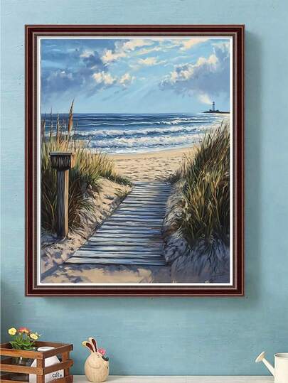 Ensemble de peinture de diamants 5D - Paysage marin avec phare et vagues, peinture de diamants pleine ronde, cadeau de décoration pour la maison