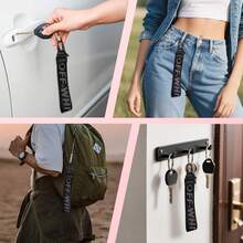 Car Key Chain, Webbing Keychain Wrist Strap, Car Key Accessories, Wallets, Jeans  Letter Pendants - 黑色 - 查看 6