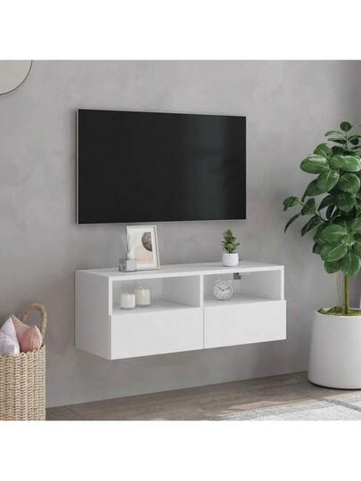 VidaXL TV Wand Unit 80x30x30 Cm, Finished Wood, Wit view 3